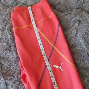 Puma Orange High-Waist Leggings with Geometric Design